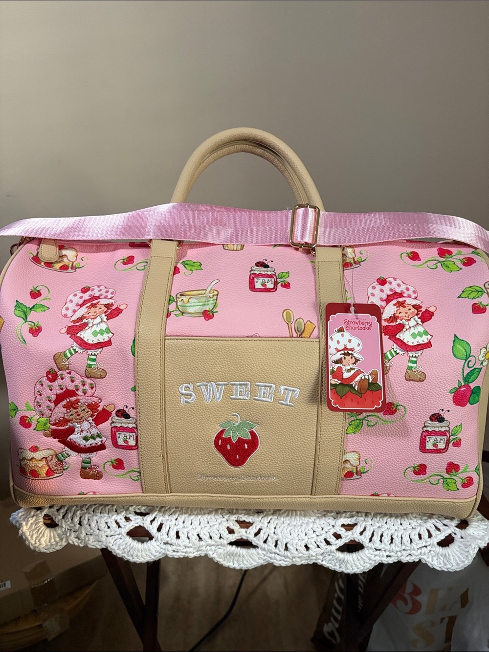 Concept One Strawberry Shortcake Pink Travel Duffel Bag NWT